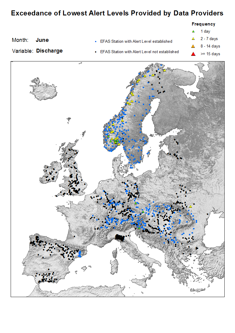 Monthly  discharge  anomalies  June  2017. Figure  2.  Alert  level  exceedance  for  June  2017