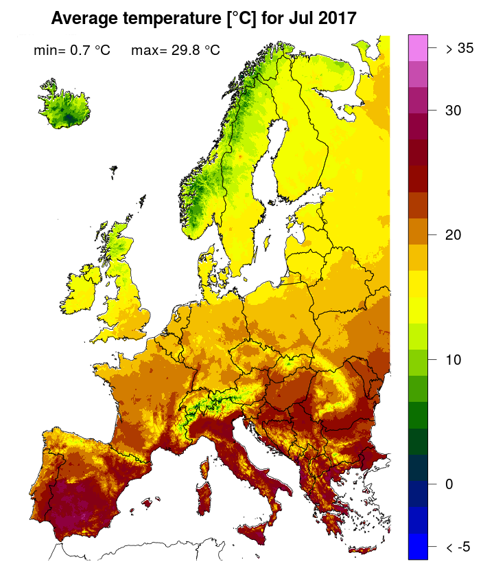 Mean temperature [°C] for July 2017