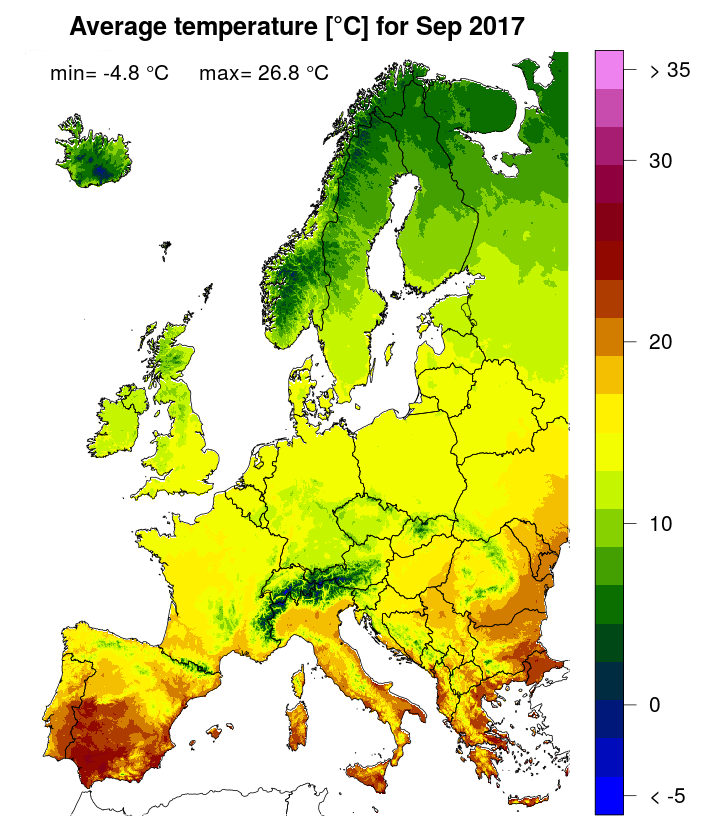 Mean temperature [°C] for September 2017