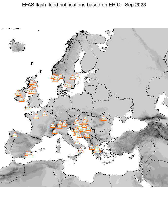 Figure 2. ERIC flash flood notifications sent for September 2023