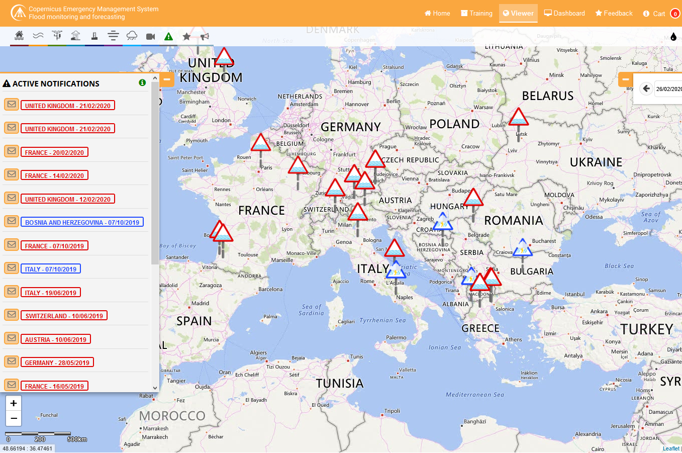 Example of the new colours of the notifications for the 3.5 release. The notifications on the maps are only for test purposes.