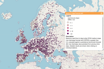 Figure 1: The medium-range forecast skill layer. Including the 436 new points, a total of 3087 reporting points are now shown.